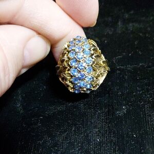 Miriam Haskell Gold Ring with Blue Accents
